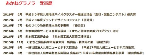 あかねグラノラ受賞歴